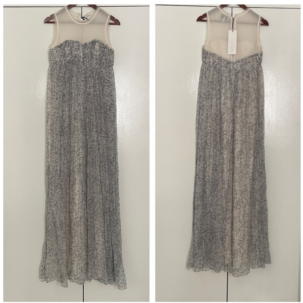 NWT Adam Lippes 100 Silk Maxi Gray Dress 2